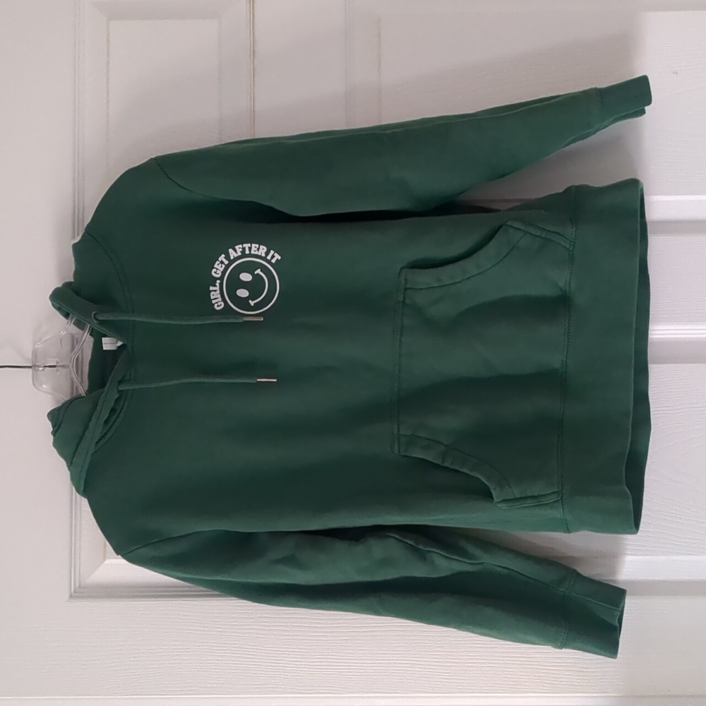 Women's Hoodie | S | Forest Green | Girl Get After It Smiley